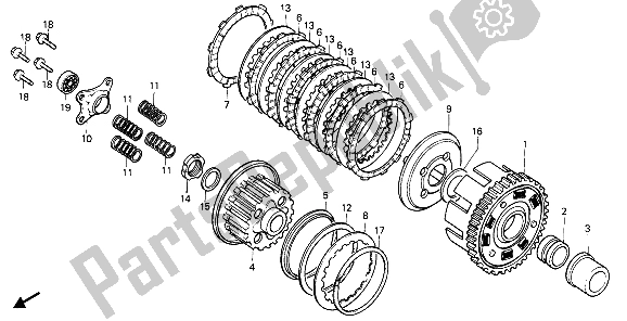 All parts for the Clutch of the Honda CMX 450C 1988