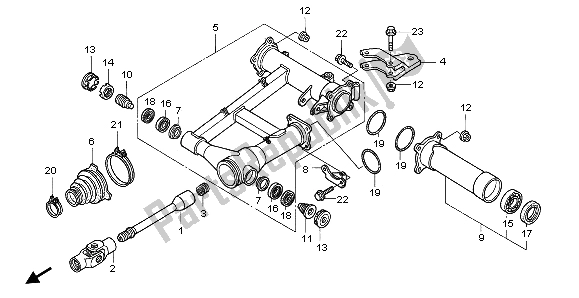All parts for the Swingarm of the Honda TRX 350 FE Fourtrax 4X4 ES 2004