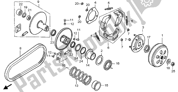 All parts for the Driven Face of the Honda SH 150R 2008