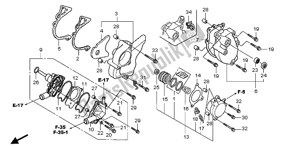 Todas las partes para Bomba De Agua de Honda CBR 1000 RR 2005