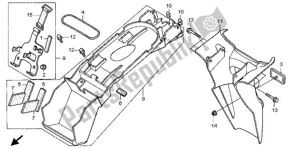 All parts for the Rear Fender of the Honda XL 1000V 1999