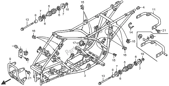 Todas las partes para Cuerpo Del Marco de Honda TRX 250 EX Sporttrax 2005