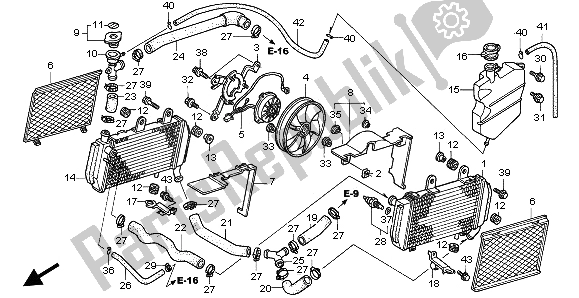 All parts for the Radiator of the Honda VFR 800 2002