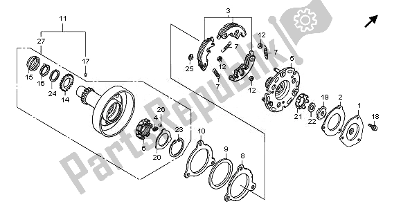 All parts for the One Way Clutch of the Honda ANF 125 2011