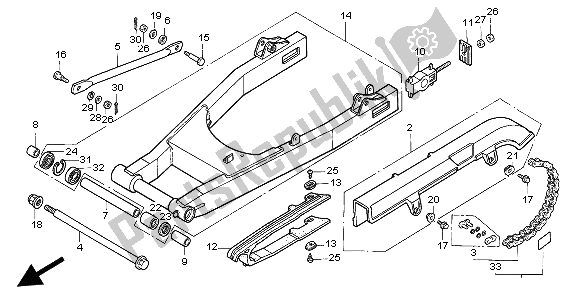 All parts for the Swingarm of the Honda VF 750C 1997