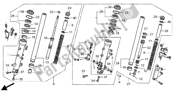 Todas as partes de Garfo Dianteiro do Honda GL 1800A 2004