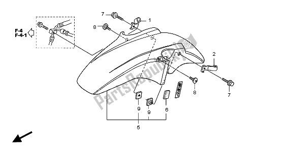 All parts for the Front Fender of the Honda CB 1300 2007