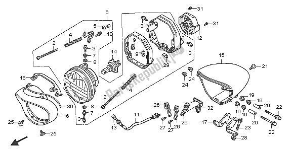 All parts for the Headlight (eu) of the Honda VTX 1800C1 2005