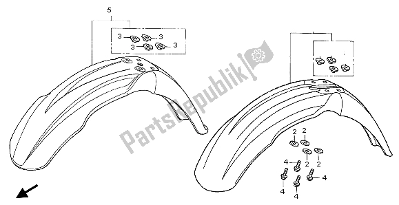 All parts for the Front Fender of the Honda CR 125R 2007