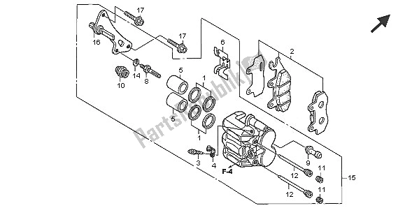 All parts for the Front Brake Caliper of the Honda XL 125V 2005