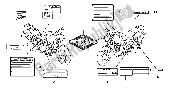 Tutte le parti per il Etichetta Di Avvertenza del Honda CB 1300 2007