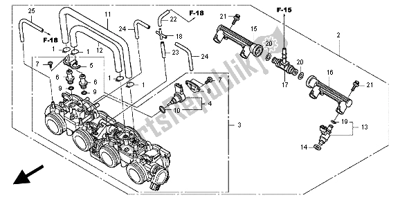 Alle onderdelen voor de Gasklephuis van de Honda CBR 600F 2012