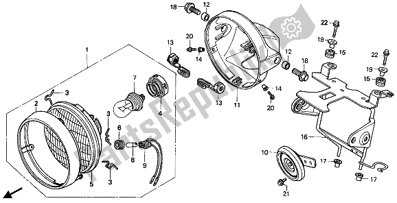 Tutte le parti per il Faro (uk) del Honda CB 250 1992