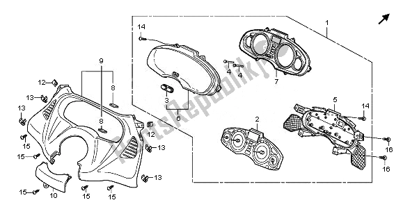 Alle onderdelen voor de Snelheidsmeter (kmh) van de Honda FES 125 2010