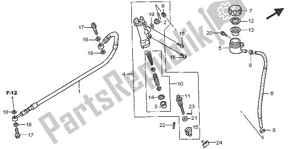 All parts for the Rear Brake Master Cylinder of the Honda XR 650R 2005