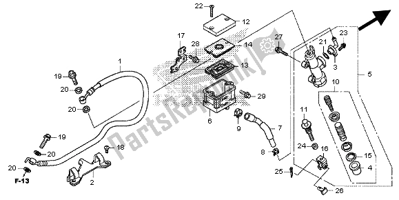 All parts for the Rear Brake Master Cylinder of the Honda NC 700S 2012