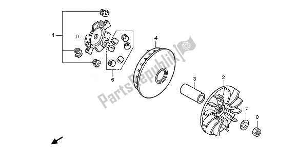 All parts for the Drive Face of the Honda PES 150 2010
