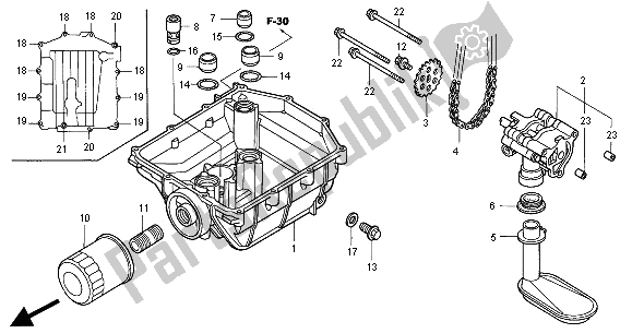 Tutte le parti per il Pompa Dell'olio del Honda VTR 1000F 2000