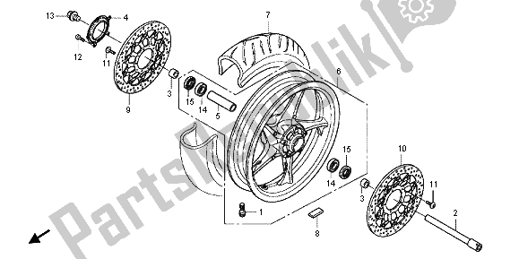 Todas las partes para Rueda Delantera de Honda VFR 1200F 2012