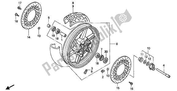 Toutes les pièces pour le Roue Avant du Honda CB 750 1992