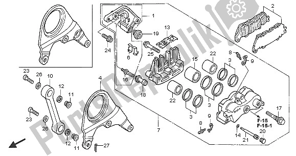 All parts for the Rear Brake Caliper of the Honda VFR 800 2005