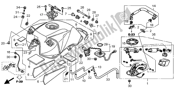 Tutte le parti per il Serbatoio Carburante E Pompa Carburante del Honda CBF 600S 2010