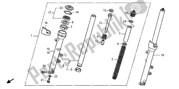 All parts for the Front Fork of the Honda CBF 1000F 2012