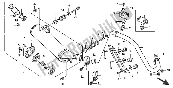 All parts for the Exhaust Muffler of the Honda TRX 450R Sportrax 2005