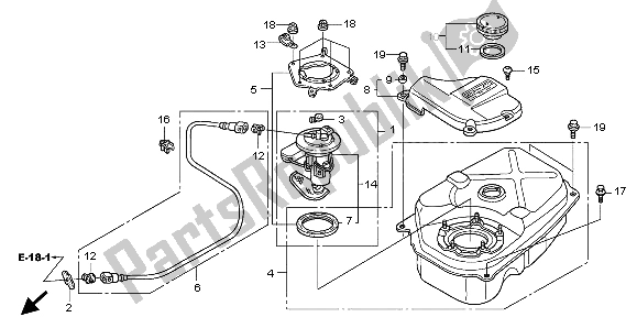 Alle onderdelen voor de Benzinetank van de Honda ANF 125 2007