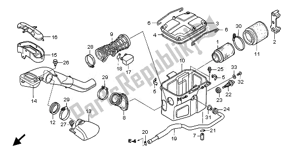 All parts for the Air Cleaner of the Honda TRX 680 FA Fourtrax Rincon 2008