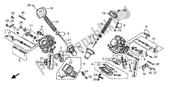 Tutte le parti per il Carburatore (parti Componenti) del Honda XL 650V Transalp 2003