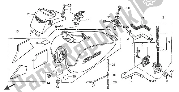 Alle onderdelen voor de Benzinetank van de Honda VT 750C 2005