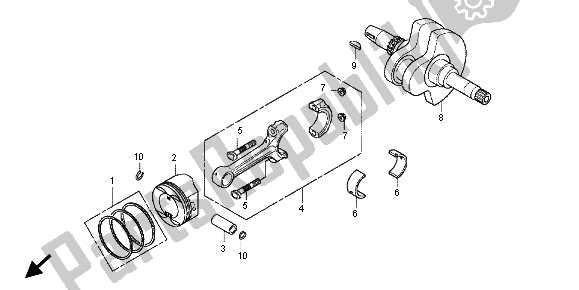 All parts for the Crankshaft & Piston of the Honda SH 300A 2012