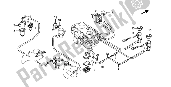 All parts for the Solenoid Valve & Sub Air Cleaner (2) of the Honda GL 1500 1989