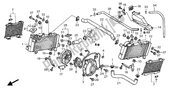 Alle onderdelen voor de Radiator van de Honda VTR 1000F 2001