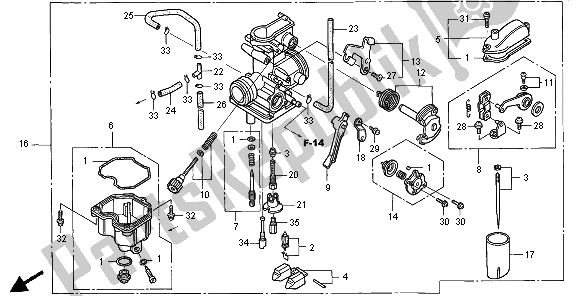 Alle onderdelen voor de Carburator van de Honda XR 250R 1996