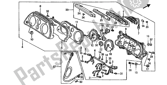 All parts for the Meter (kmh) of the Honda ST 1100 1992