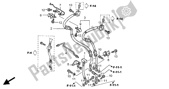 Alle onderdelen voor de Voorremslang van de Honda VFR 800 2004