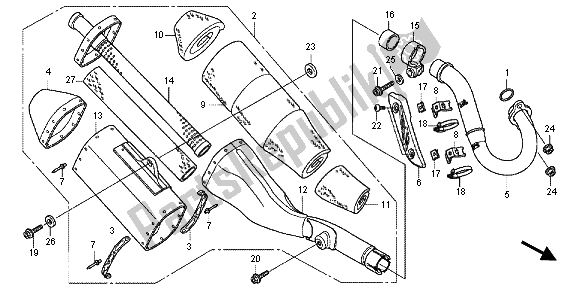 Alle onderdelen voor de Uitlaatdemper van de Honda CRF 250R 2012