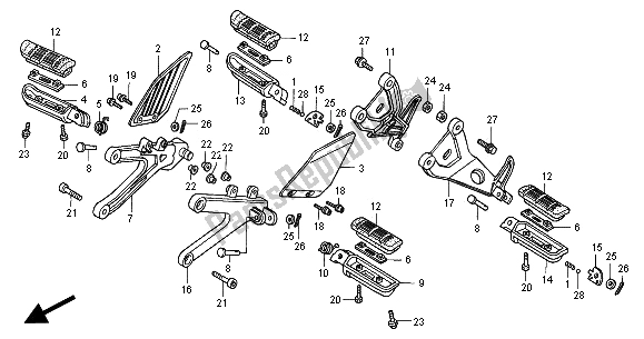 All parts for the Step of the Honda NSR 125R 2000