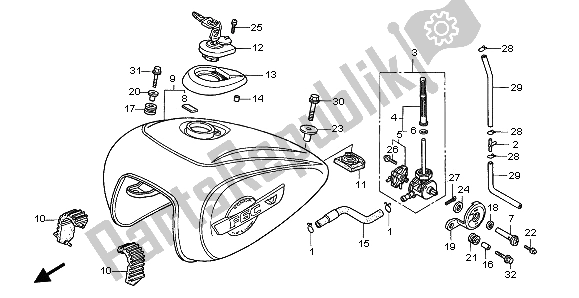 All parts for the Fuel Tank of the Honda GL 1500C 1999