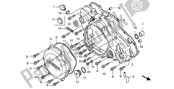 All parts for the R. Crankcase Cover of the Honda TRX 450 ER 2007