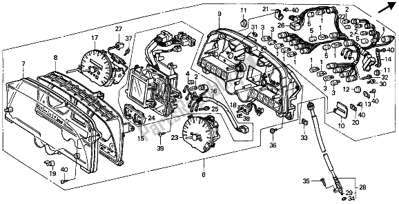 All parts for the Meter (kmh) of the Honda GL 1500 1990