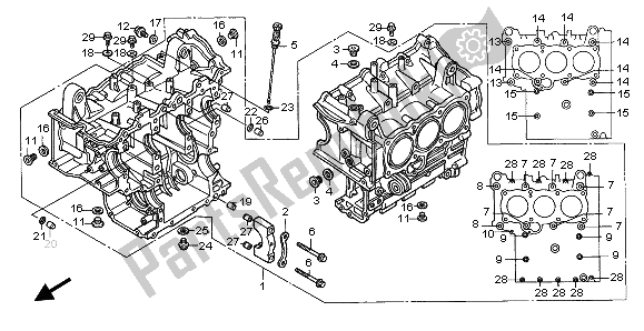 Todas las partes para Bloque Cilíndrico de Honda GL 1500C 1999