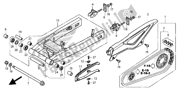 All parts for the Swing Arm of the Honda NC 700 SA 2012