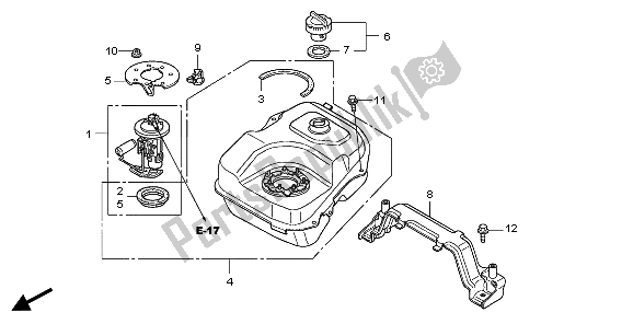 All parts for the Fuel Tank of the Honda PES 150 2006