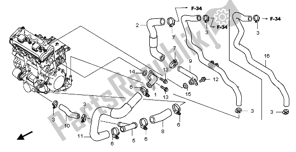 Tutte le parti per il Tubo Dell'acqua del Honda CBF 1000S 2007