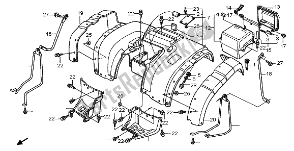 All parts for the Rear Fender of the Honda TRX 450 FE Fourtrax Foreman ES 2003