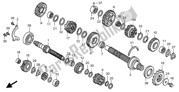 All parts for the Transmission of the Honda VFR 800A 2002