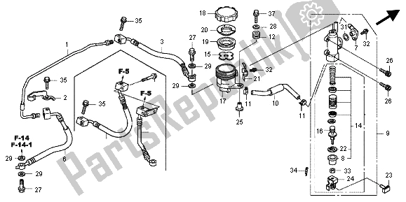 Alle onderdelen voor de Hoofdremcilinder Achter van de Honda CB 1000R 2012